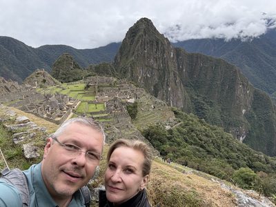 Pasha and Olga at Machu Picchu, Peru, 2026.