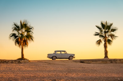 White and black car on brown sand during daytime