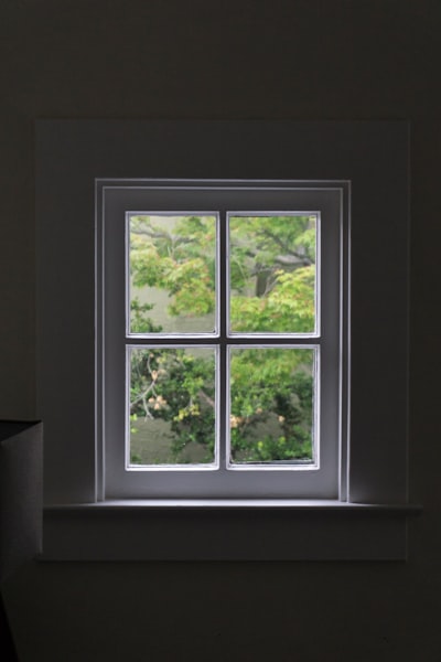 Gray wooden windowpane