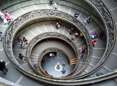 Spiral stairs in museum of Vaticano, Italy, April 2015