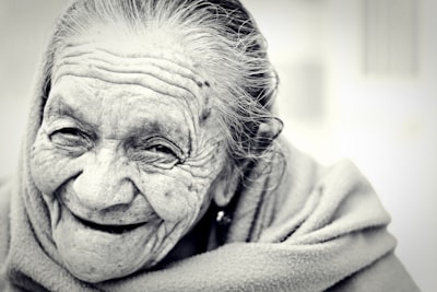 Grandmother laughs