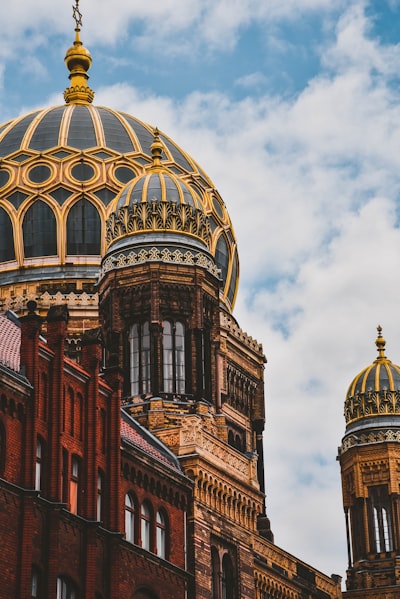 Ornate golden domes of New Synagogue, Berlin