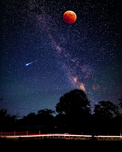 Red moon during nighttime