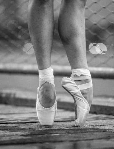 Grayscale photo of ballerina