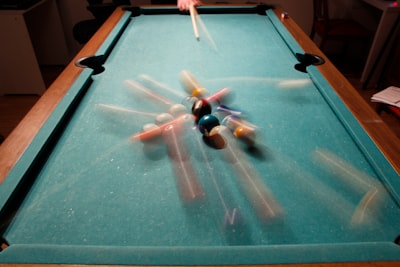Billiard balls on billiard table