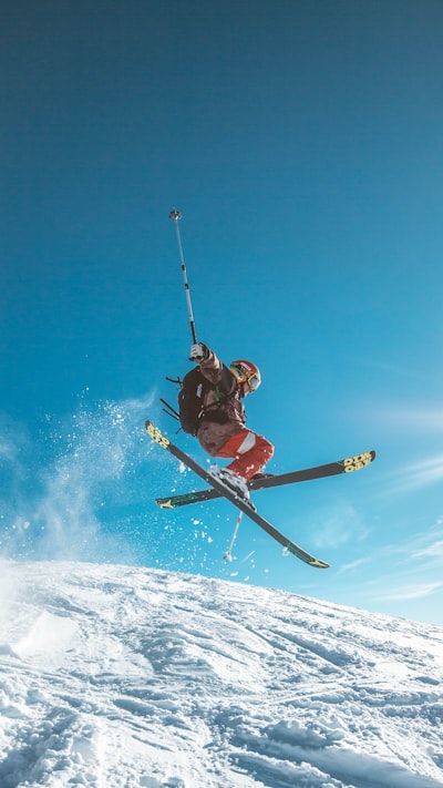 Man skiing on land