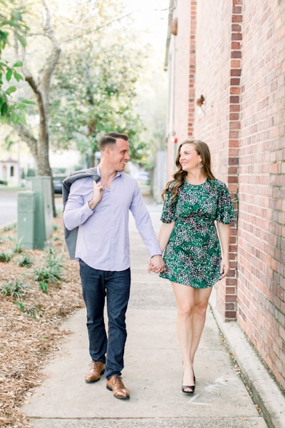 Couple walking, couple smiling at each other, love, couple holding hands, learn more about the models, Alex Sanfilippo and Alecia Sanfilippo @ PodPros.com