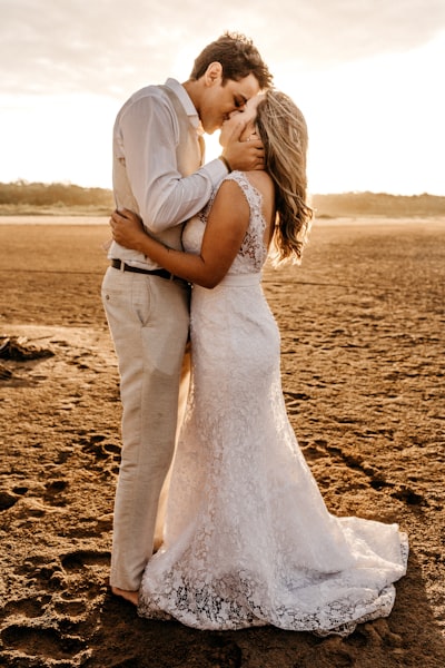Woman and man kissing