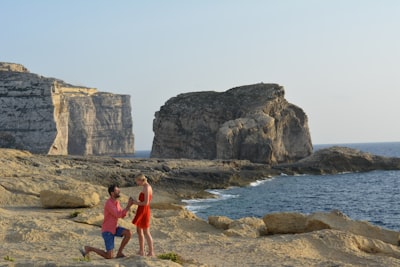 Wedding proposal at sunset in Malta